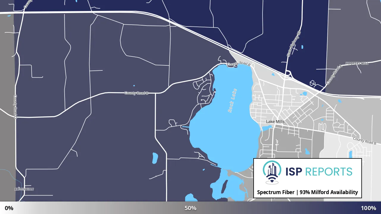 Milford, WI map of internet availability