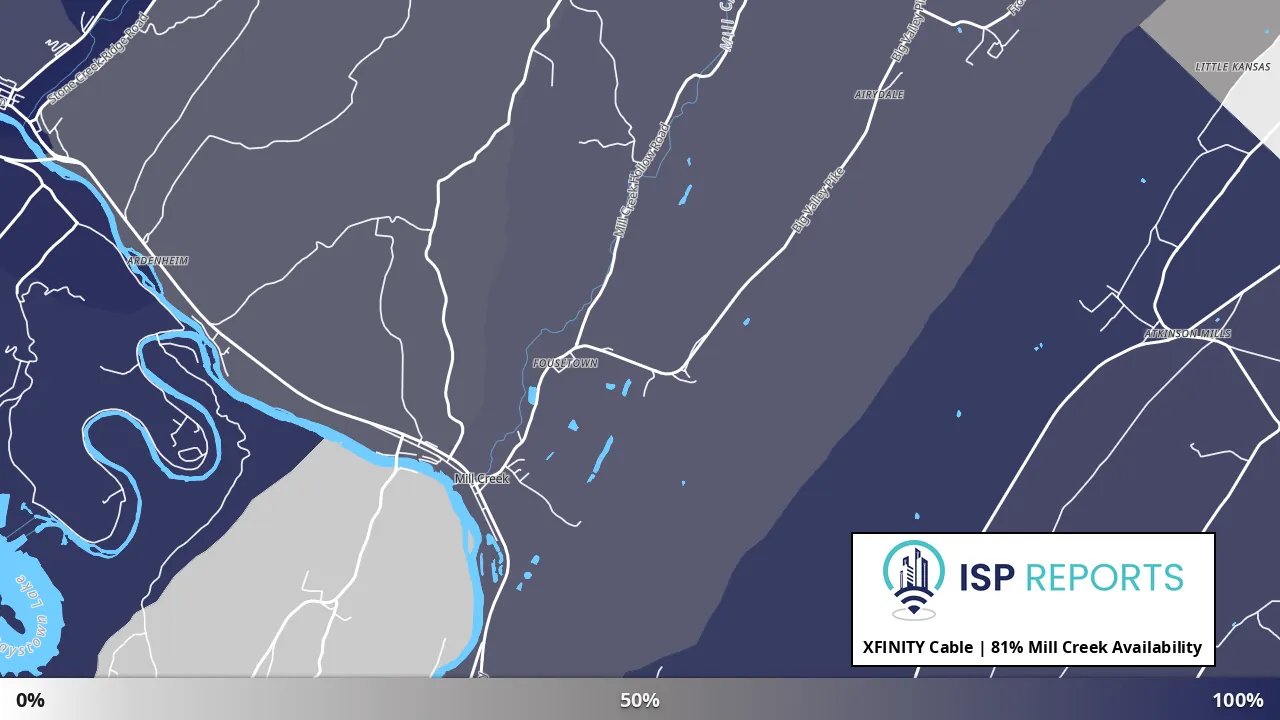 Mill Creek, PA map of internet availability