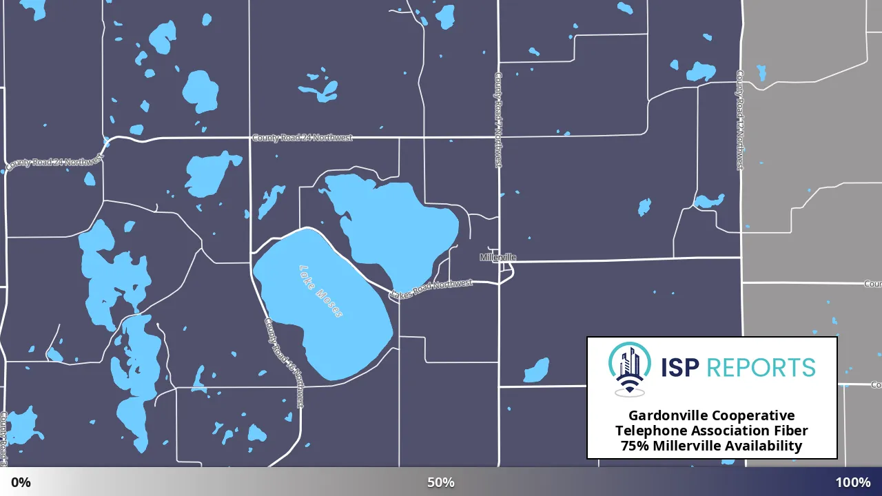 Millerville, MN map of internet availability