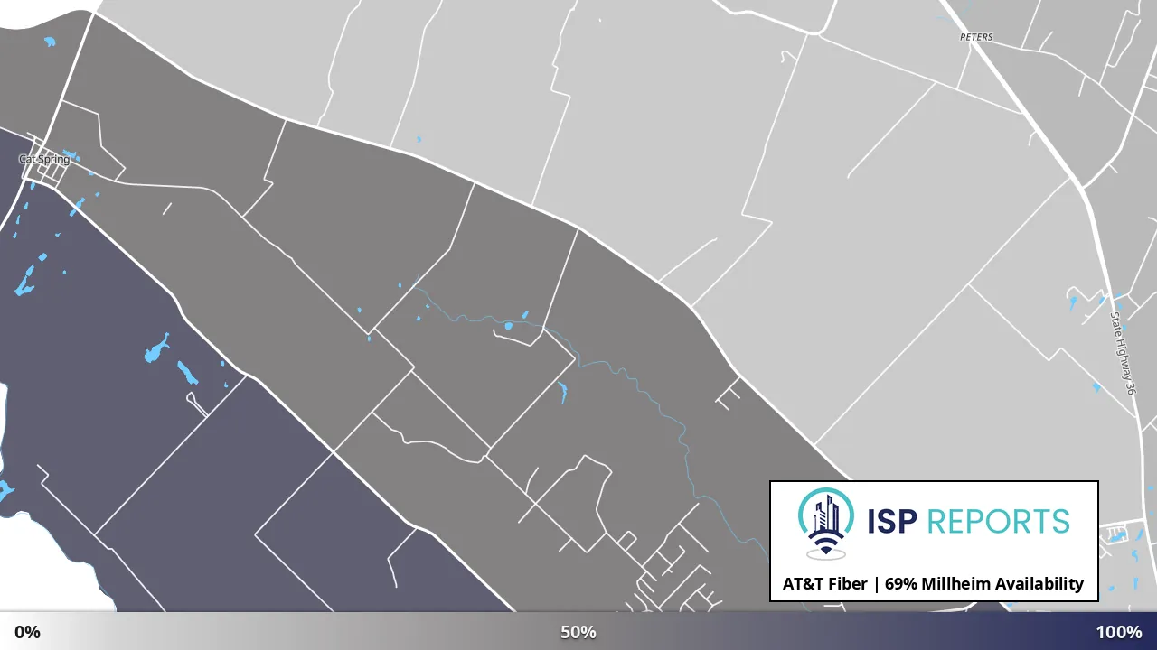Millheim, TX map of internet availability