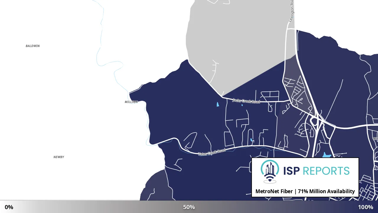 Million, KY map of internet availability