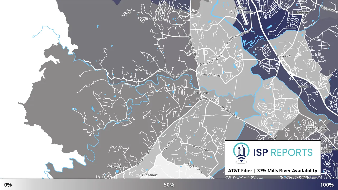 Mills River, NC map of internet availability