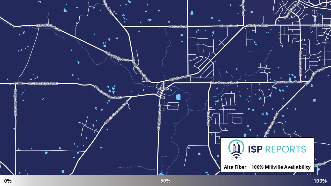 Millville, OH map of internet availability