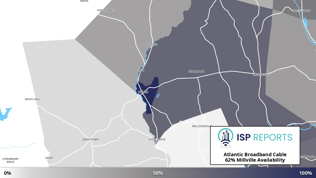 Millville, PA map of internet availability