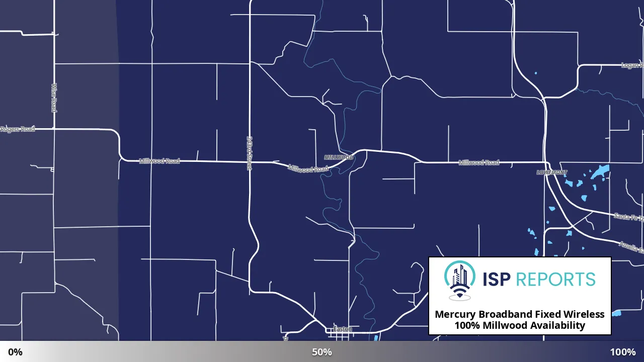 Millwood, KS map of internet availability