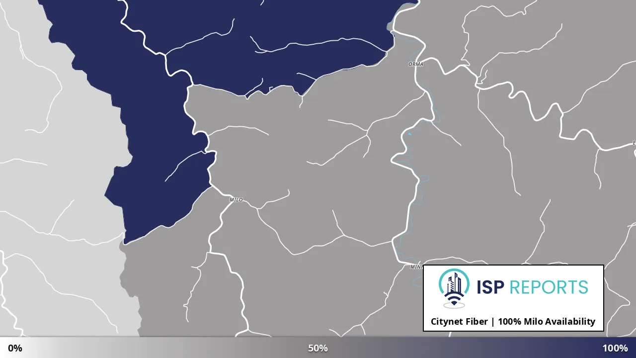 Milo, WV map of internet availability