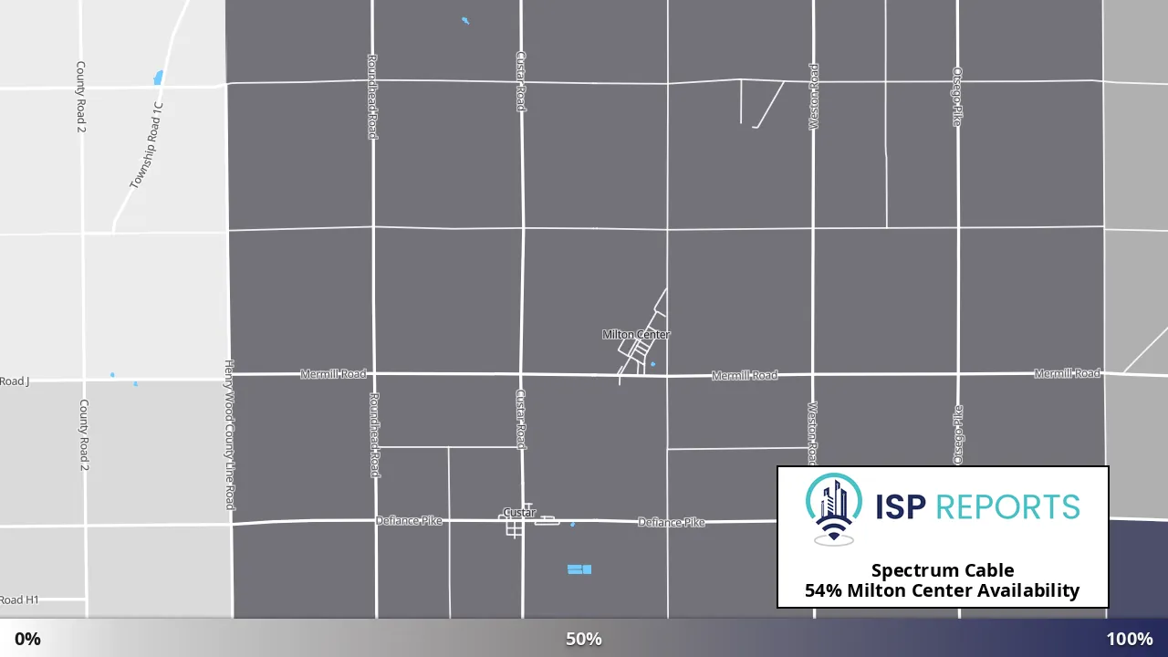 Milton Center, OH map of internet availability