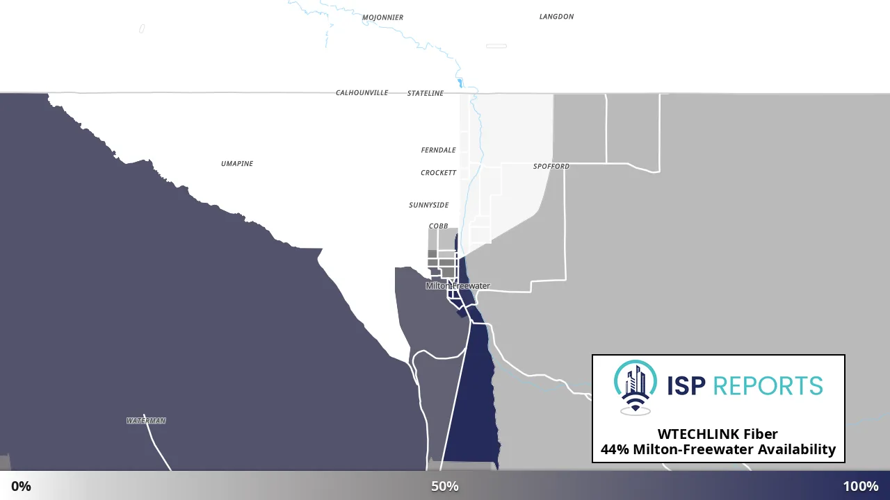 Milton-Freewater, OR map of internet availability