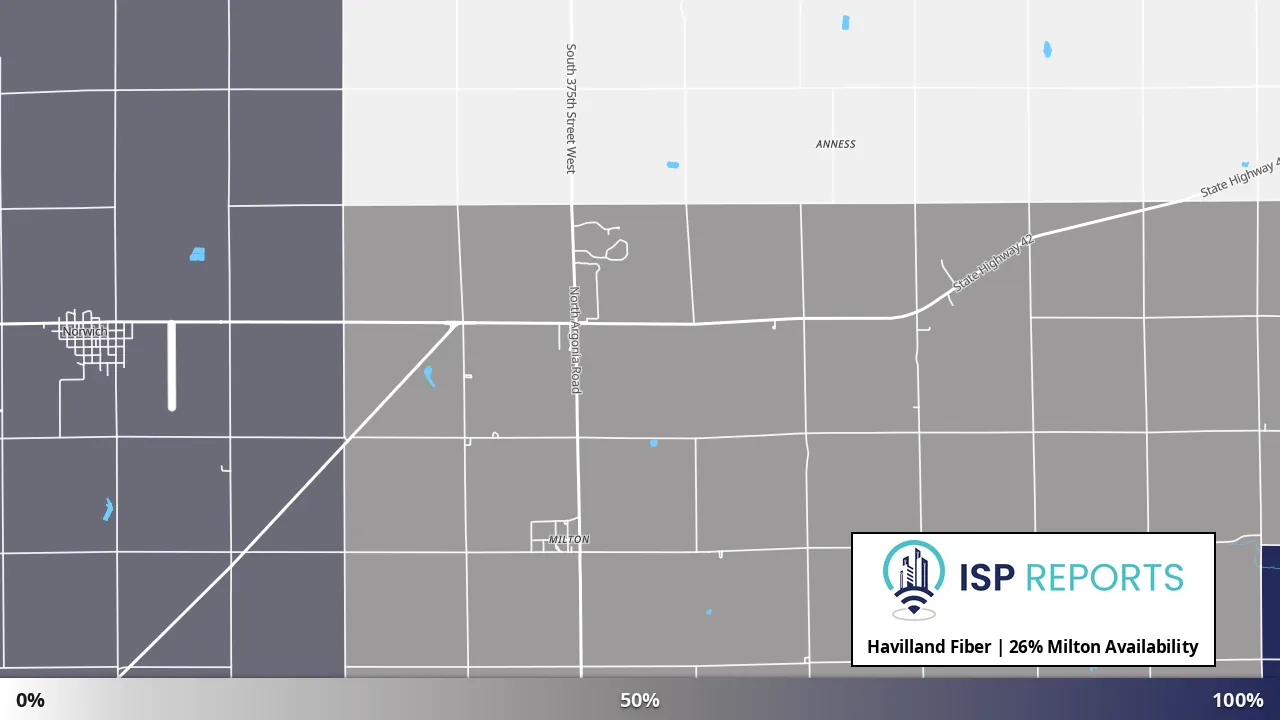 Milton, KS map of internet availability