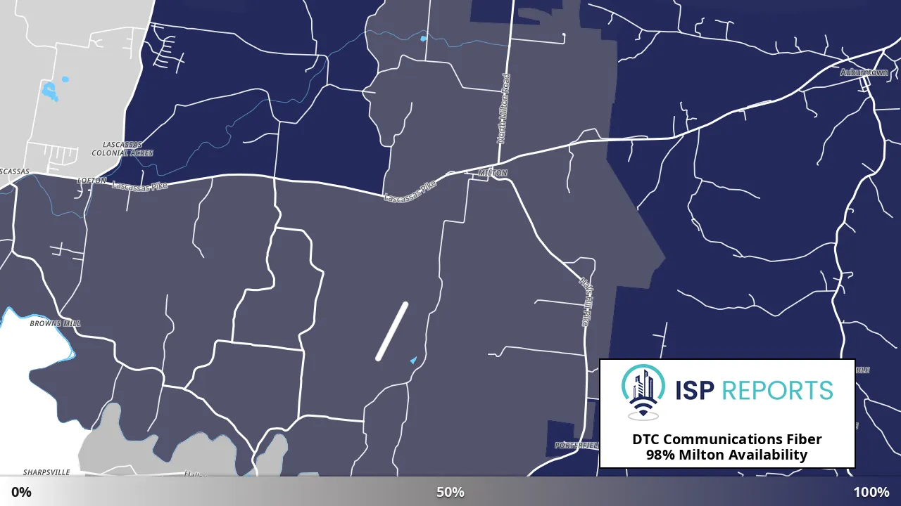 Milton, TN map of internet availability