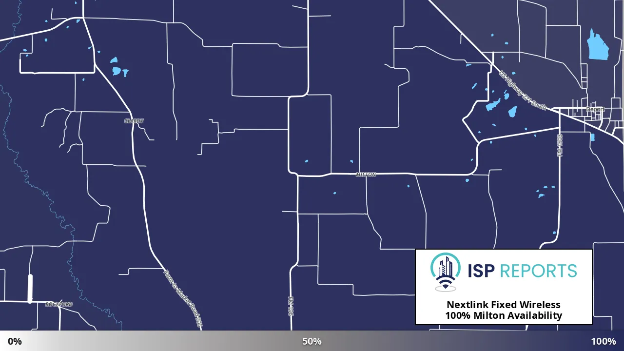 Milton, TX map of internet availability