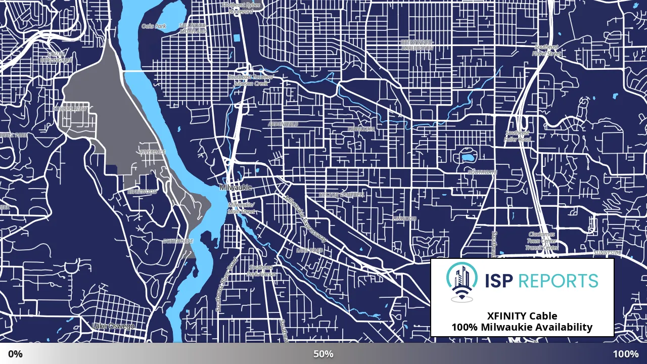 Milwaukie, OR map of internet availability