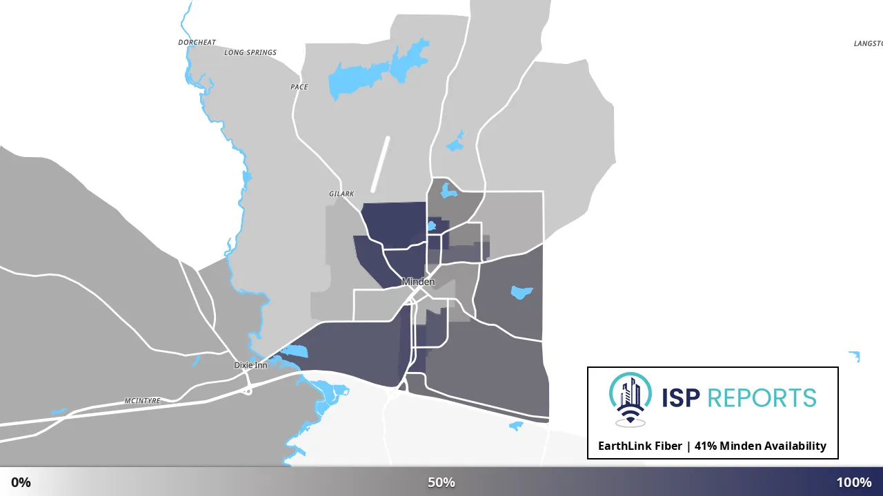 Minden, LA map of internet availability