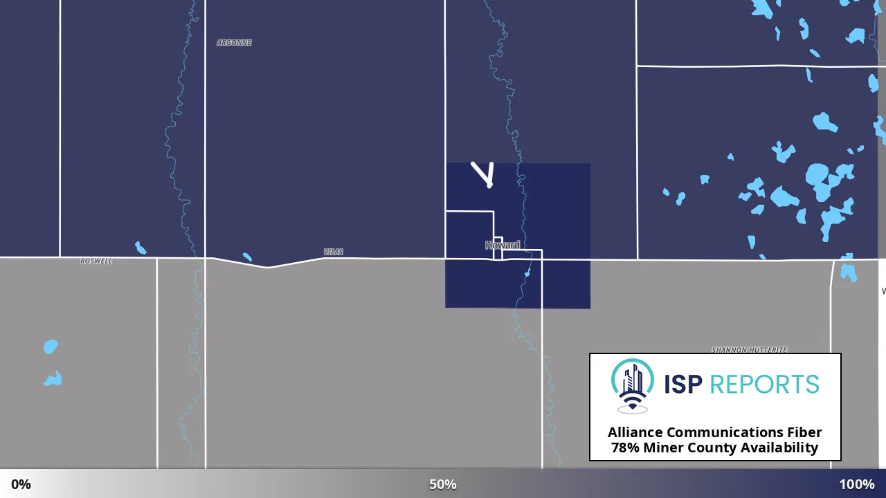 Miner County, SD map of internet availability