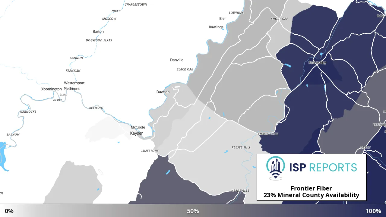 Mineral County, WV map of internet availability
