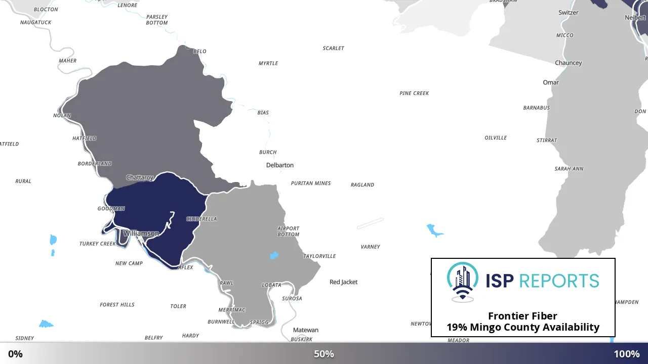 Mingo County, WV map of internet availability
