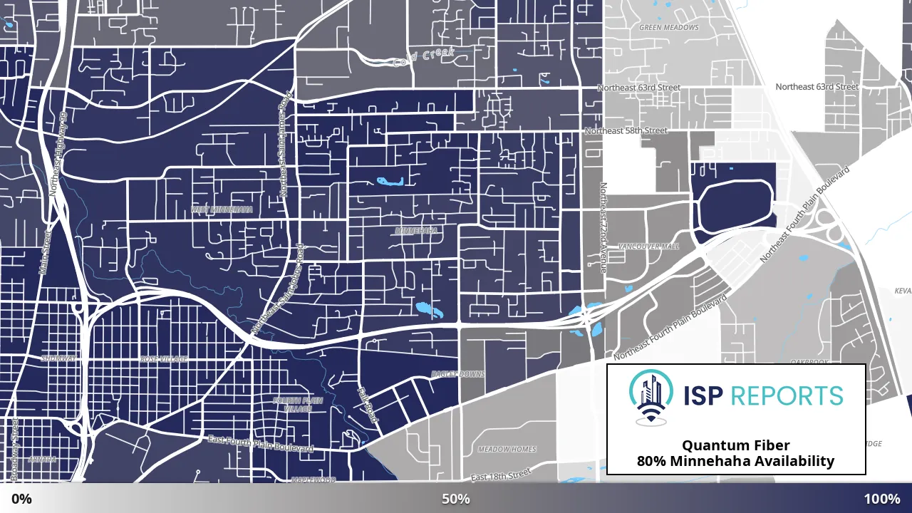 Minnehaha, WA map of internet availability