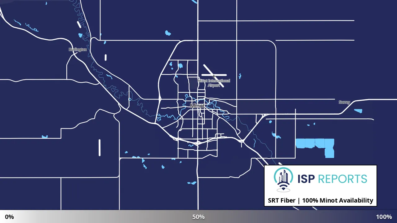 Minot, ND map of internet availability