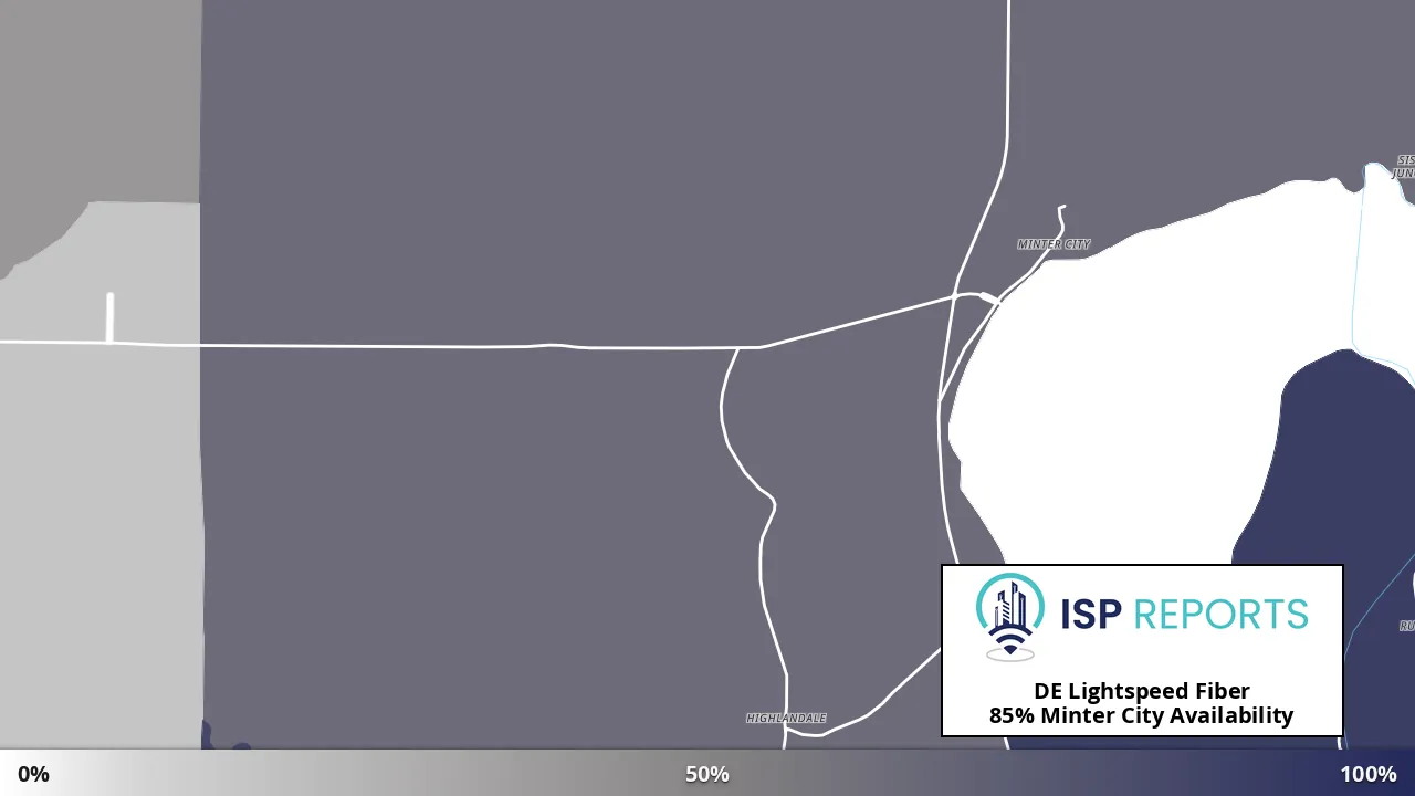 Minter City, MS map of internet availability