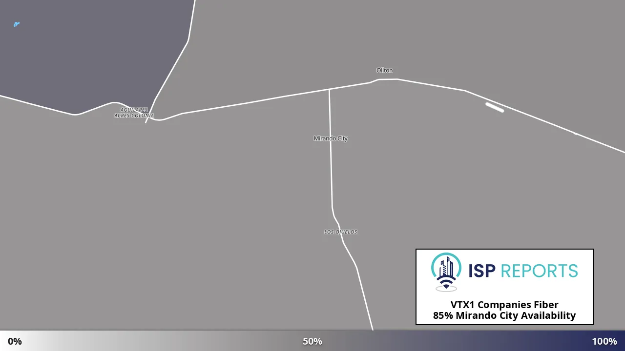 Mirando City, TX map of internet availability