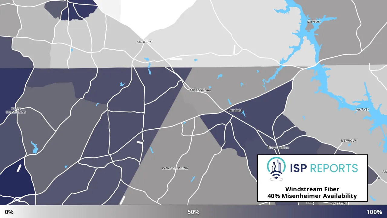 Misenheimer, NC map of internet availability