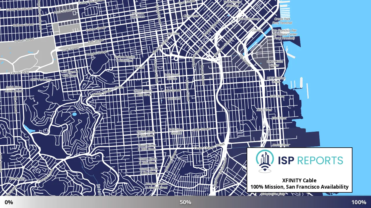 Mission, San Francisco, CA map of internet availability