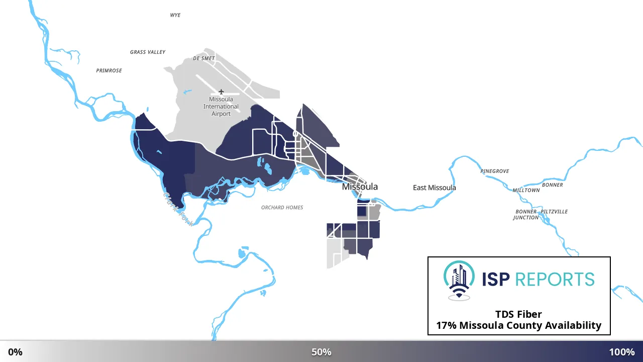 Missoula County, MT map of internet availability