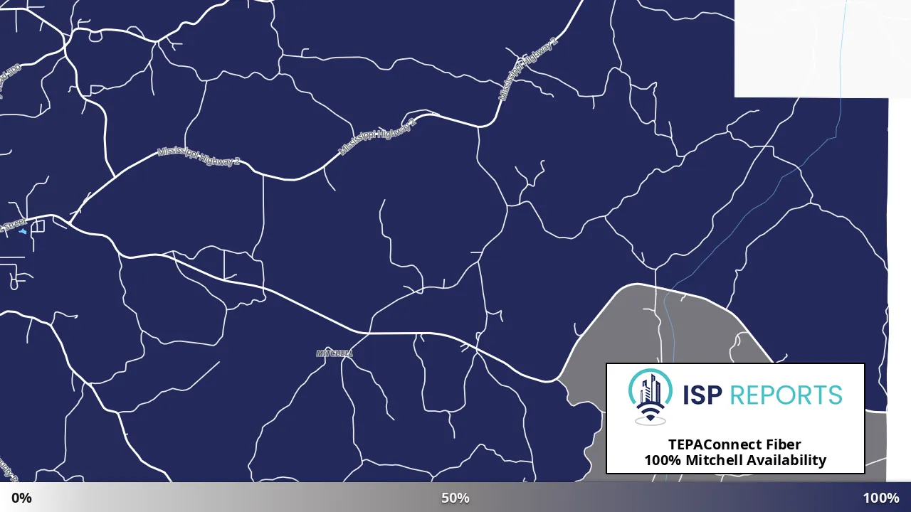 Mitchell, MS map of internet availability