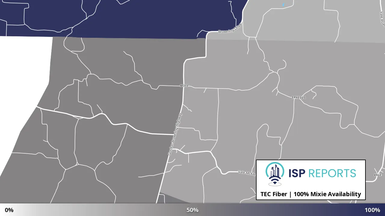 Mixie, TN map of internet availability