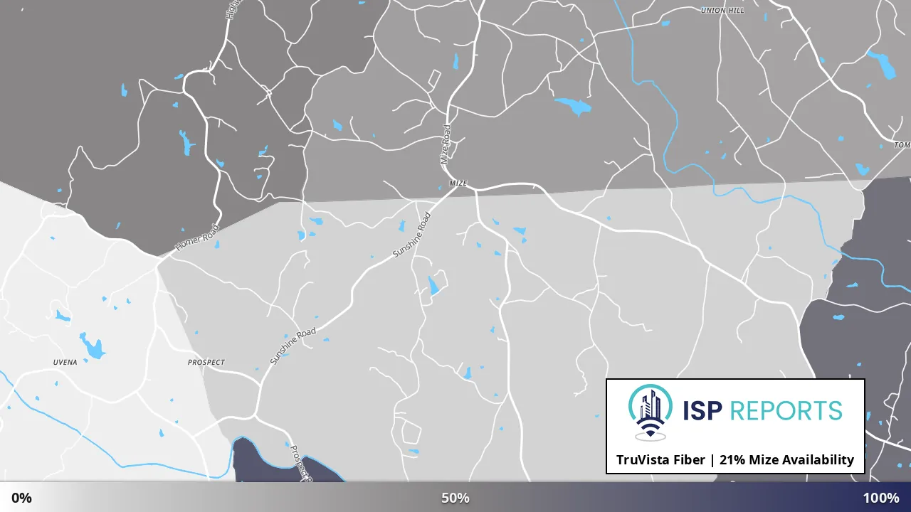 Mize, GA map of internet availability