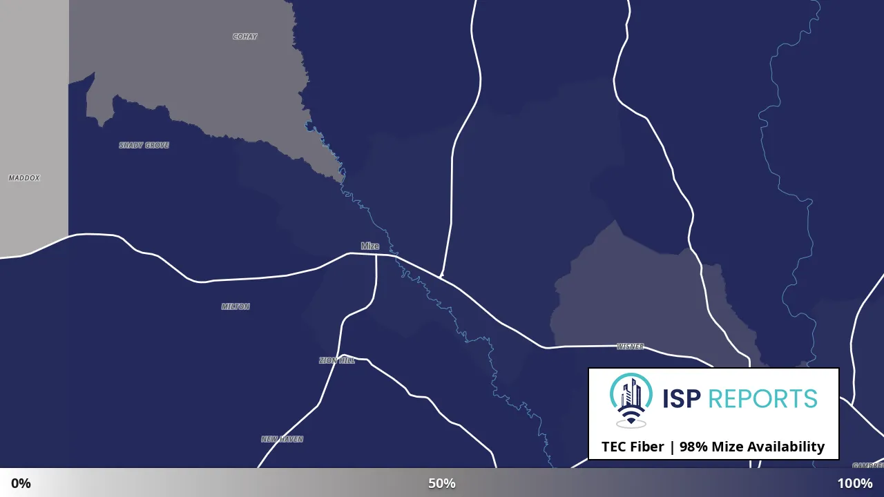 Mize, MS map of internet availability