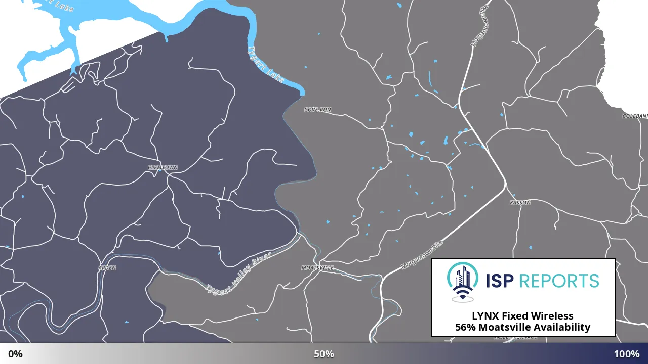Moatsville, WV map of internet availability