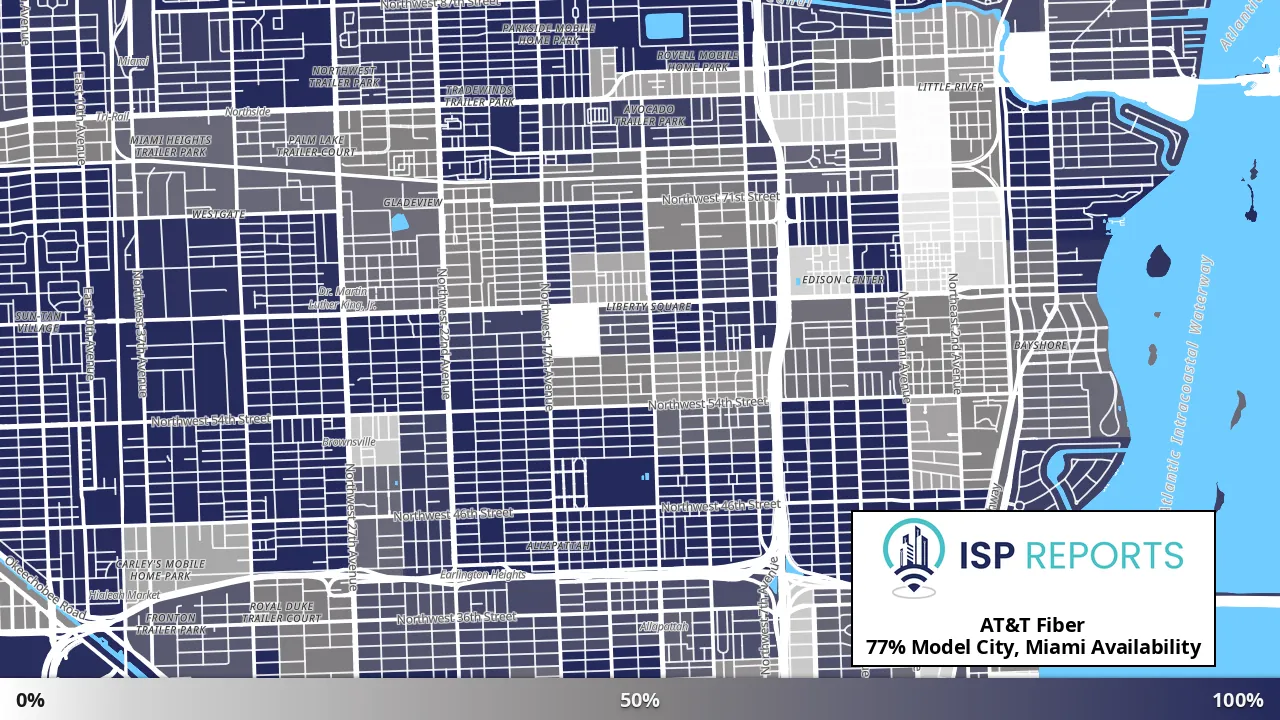 Model City, Miami, FL map of internet availability