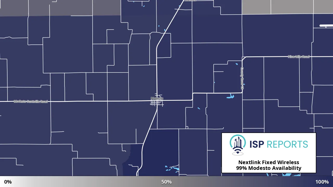 Modesto, IL map of internet availability