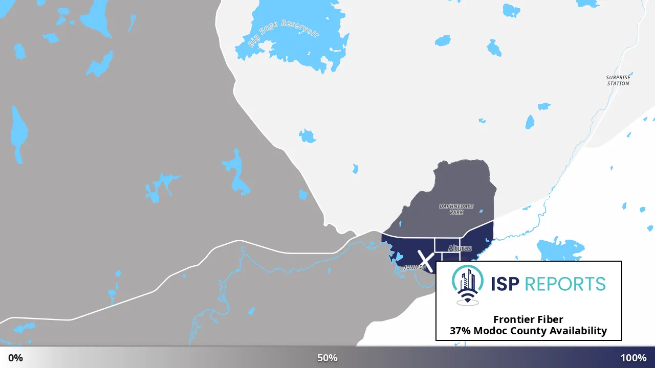 Modoc County, CA map of internet availability