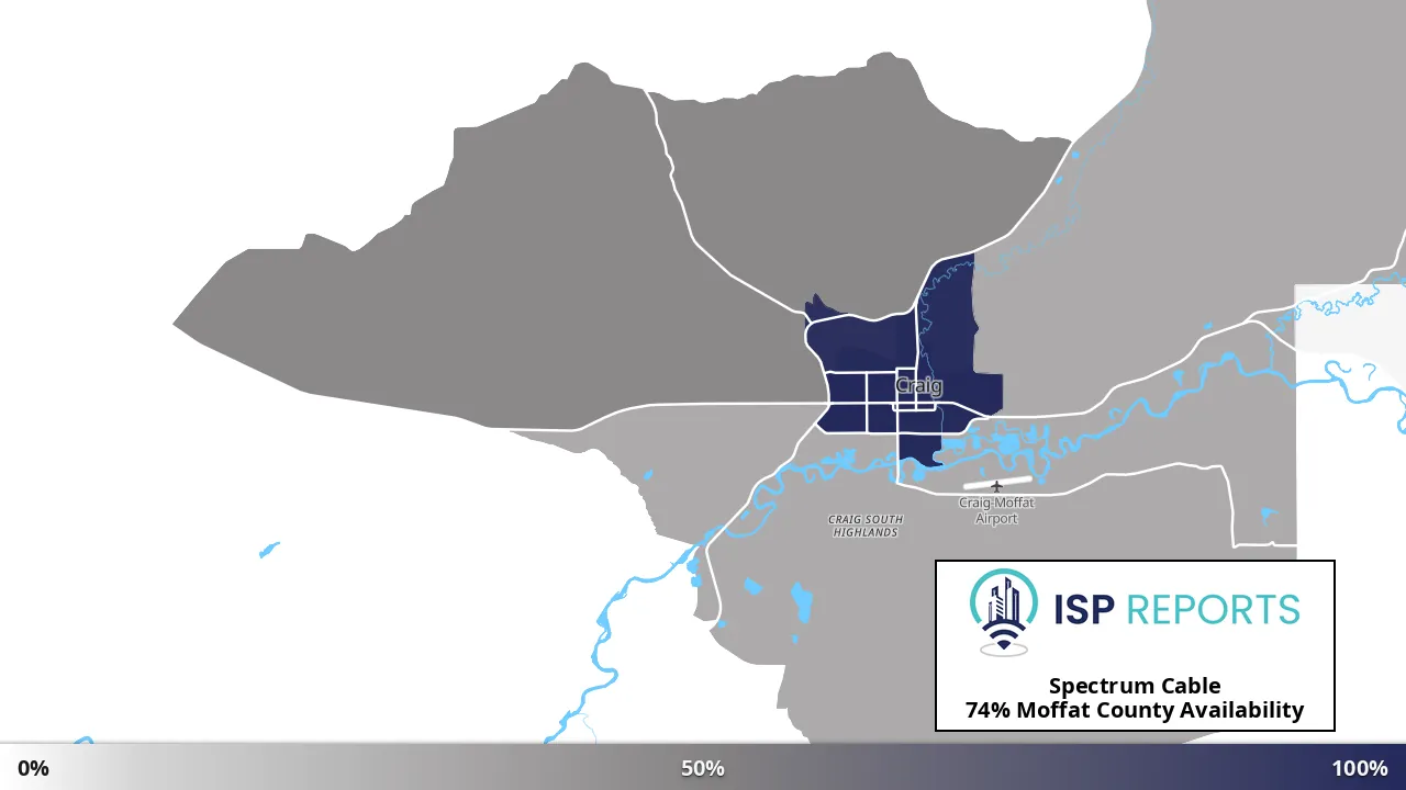 Moffat County, CO map of internet availability