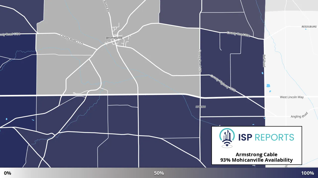 Mohicanville, OH map of internet availability
