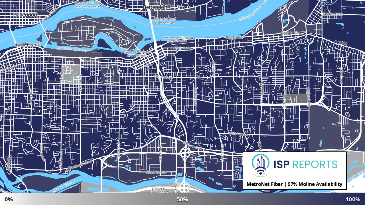 Moline, IL map of internet availability