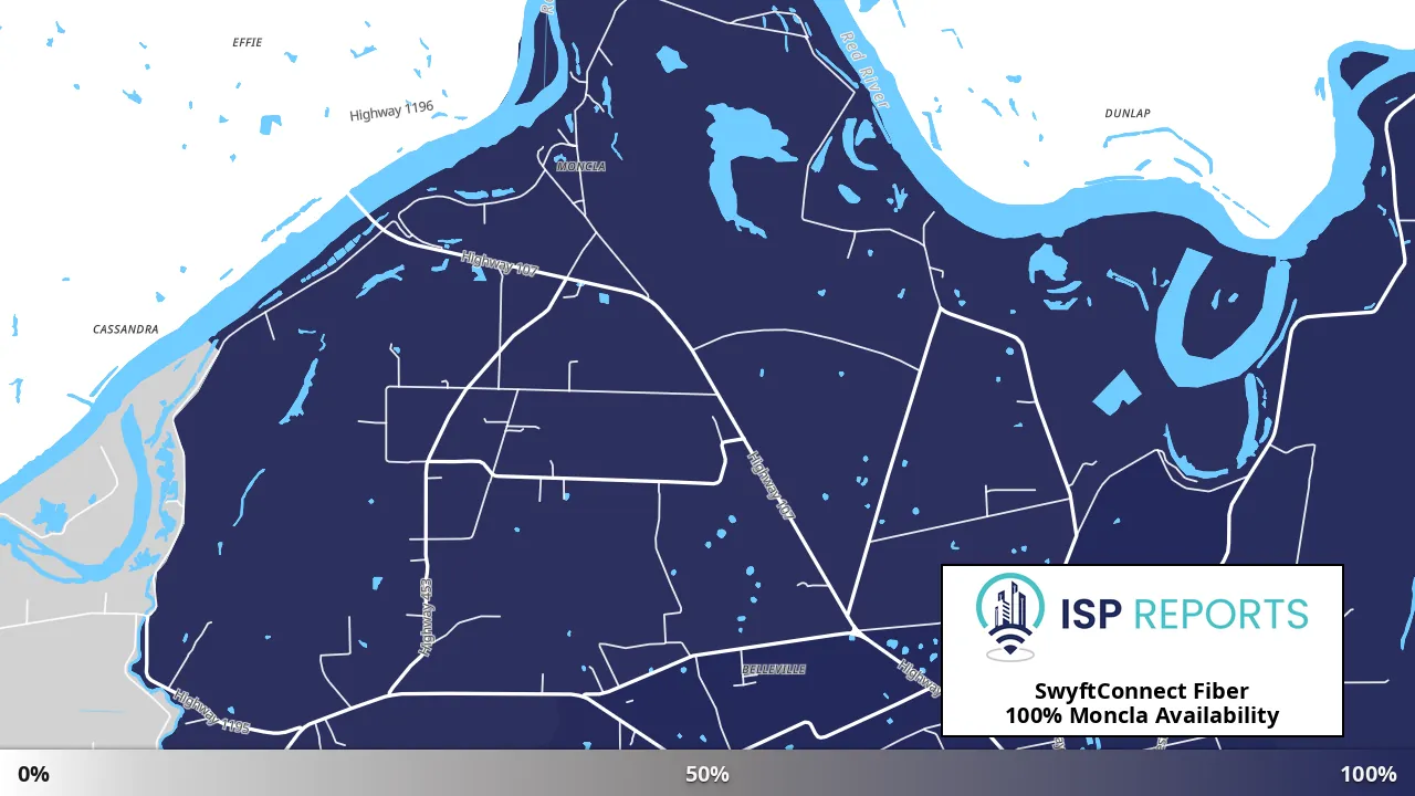 Moncla, LA map of internet availability
