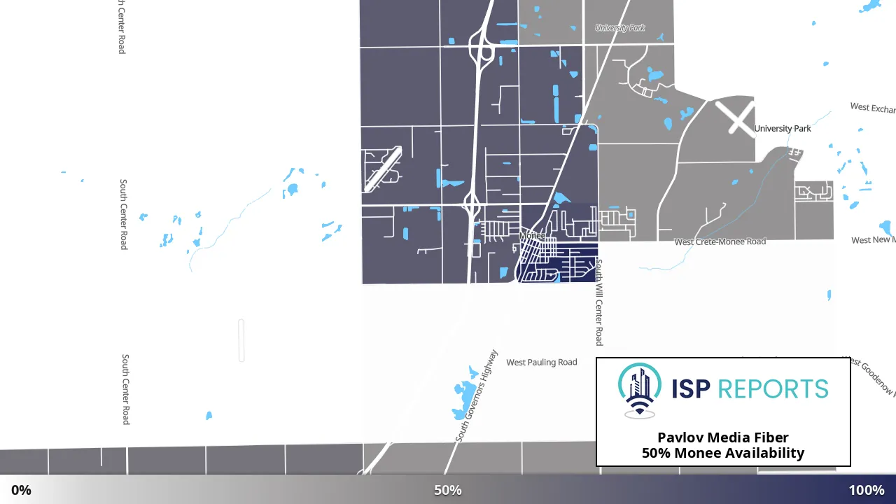 Monee, IL map of internet availability