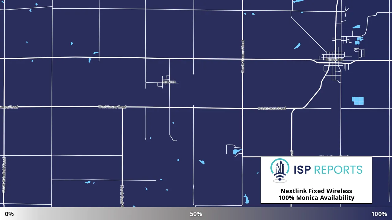 Monica, IL map of internet availability