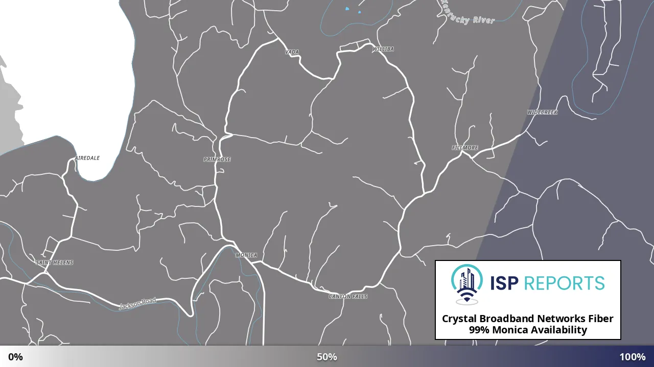Monica, KY map of internet availability