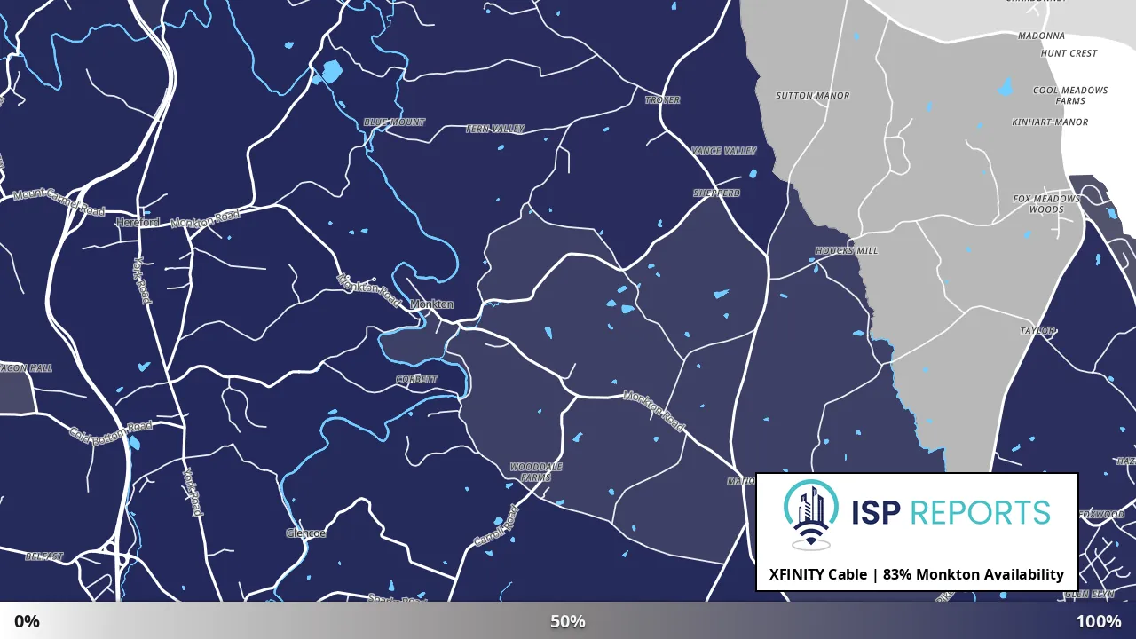 Monkton, MD map of internet availability