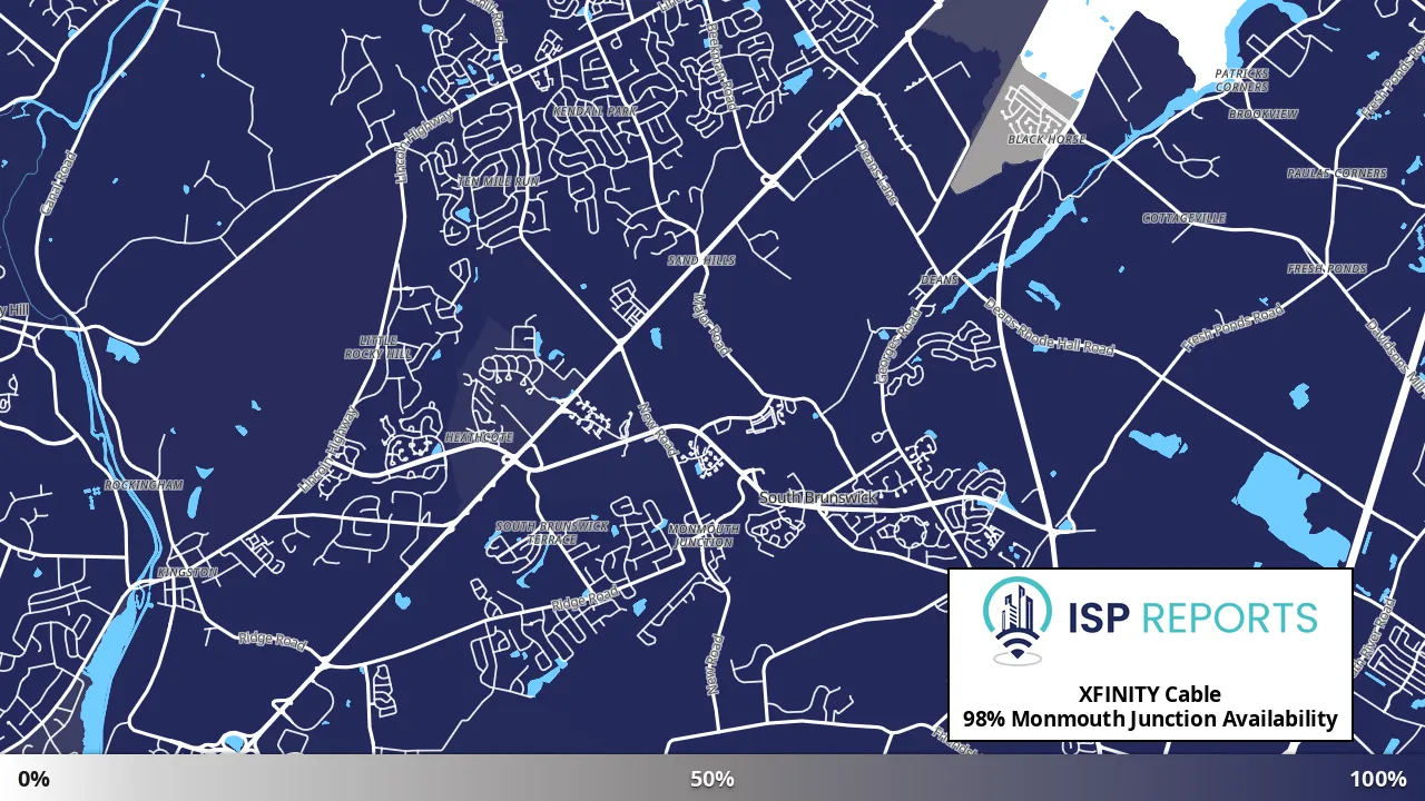 Monmouth Junction, NJ map of internet availability