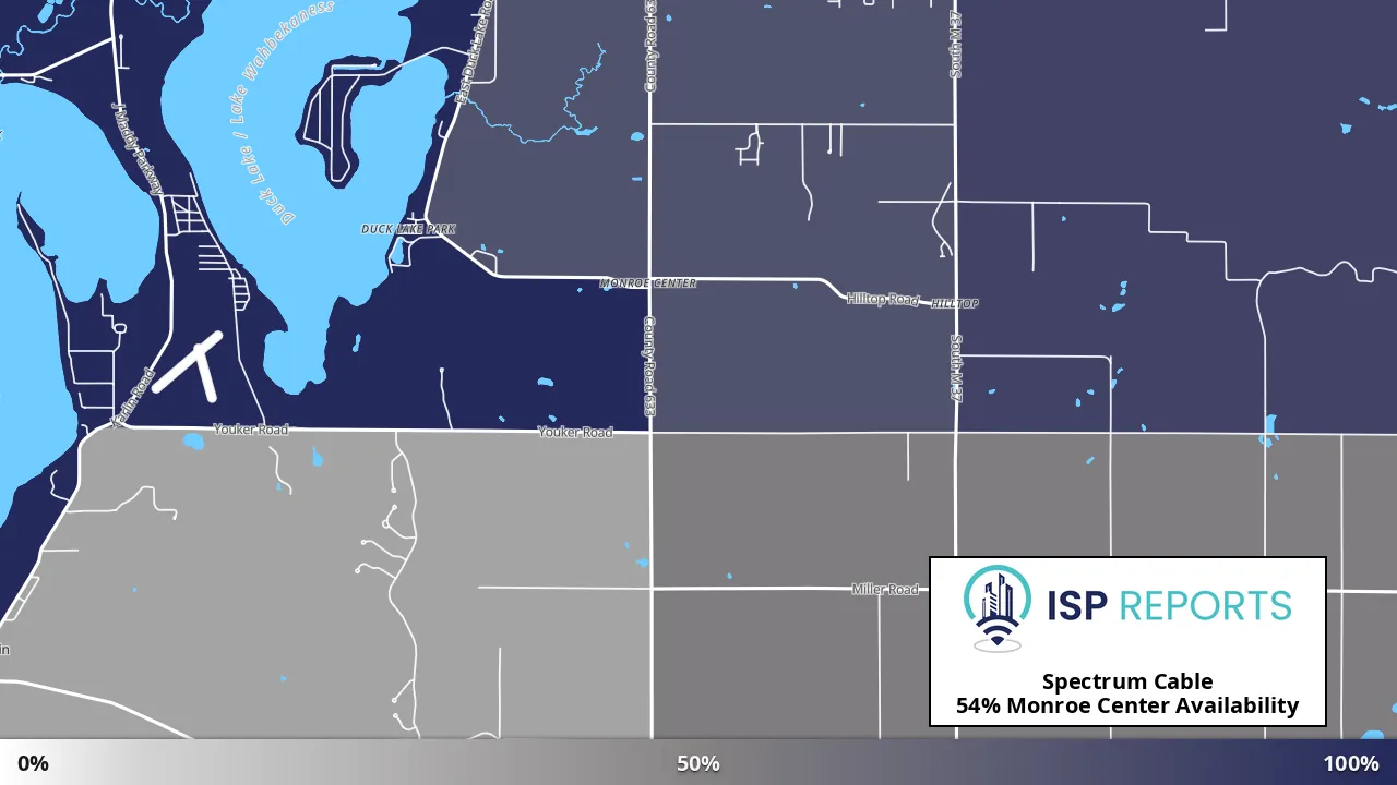 Monroe Center, MI map of internet availability