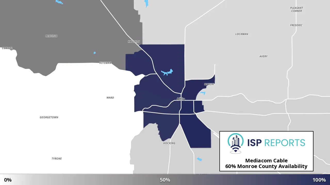 Monroe County, IA map of internet availability