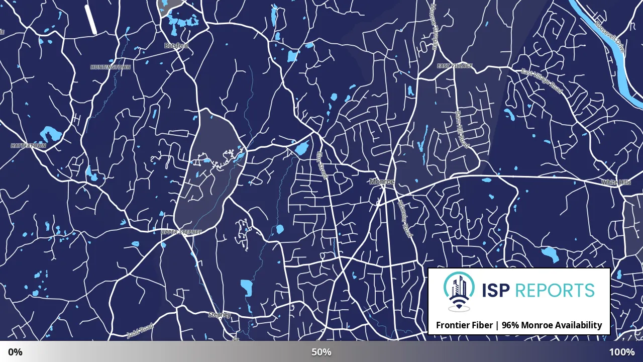 Monroe, CT map of internet availability