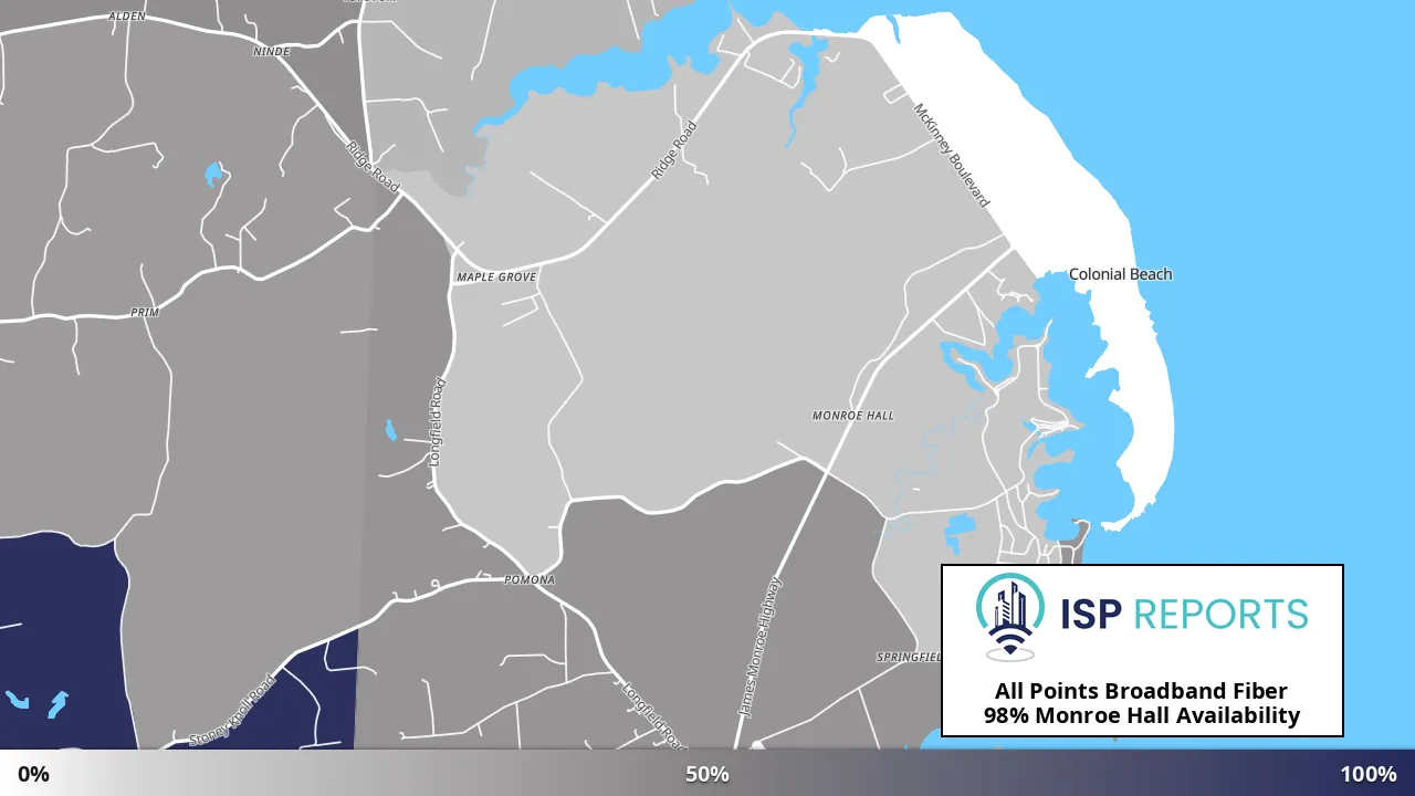 Monroe Hall, VA map of internet availability