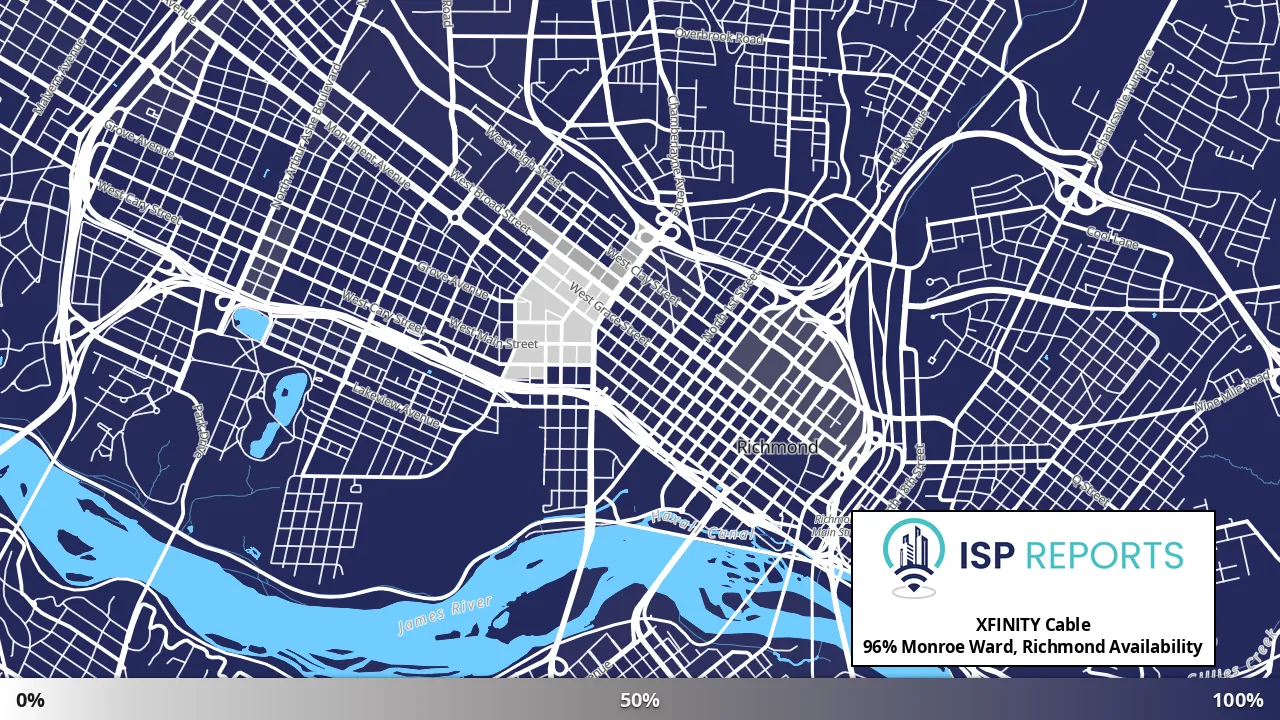 Monroe Ward, Richmond, VA map of internet availability