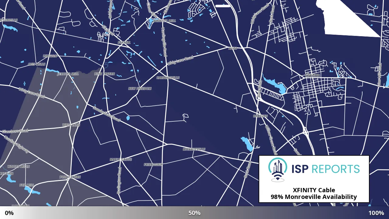 Monroeville, NJ map of internet availability